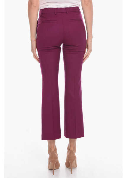 Pantaloni office QL2 Virgin Wool Front-Pleated Trousers With Cropped Leg Violet Femei (BM 10670144) 2
