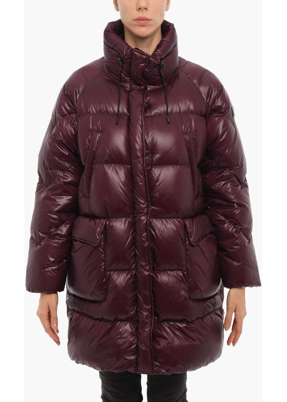 Woolrich Solid Color Packable Birch Down Jacket Burgundy
