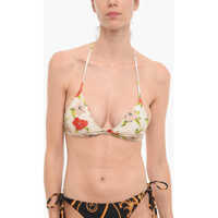 Sutiene Floral-Printed Triangle Bikini Top Femei