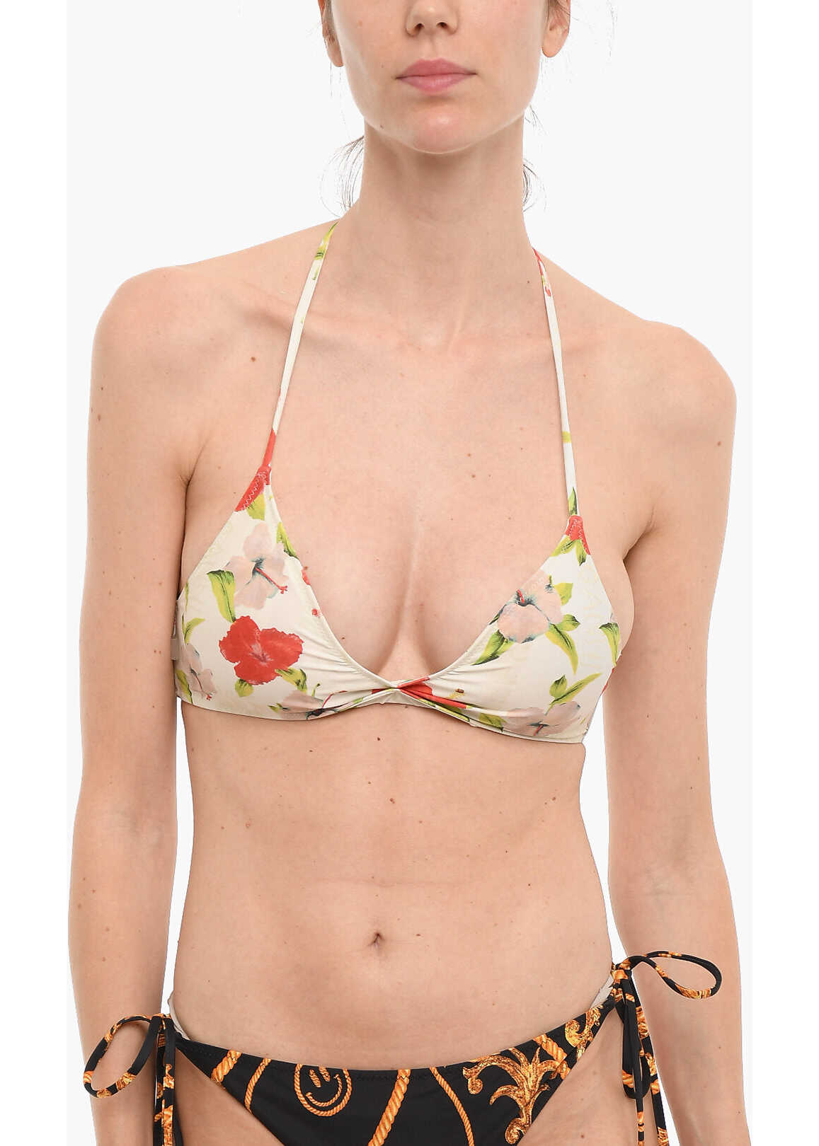 Ganni Floral-Printed Triangle Bikini Top Multicolor