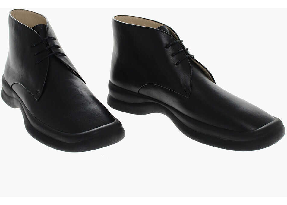 THE ROW Leather Derby Shoes Black