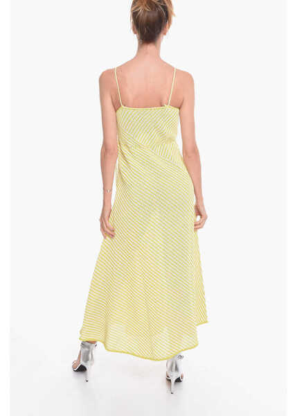 Rochii lungi Bottega Veneta Striped Cotton Blend Maxidress With Drawstring Green Femei (BM 10674740) 2