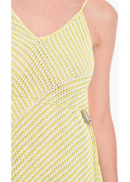 Rochii lungi Bottega Veneta Striped Cotton Blend Maxidress With Drawstring Green Femei (BM 10674740) 3