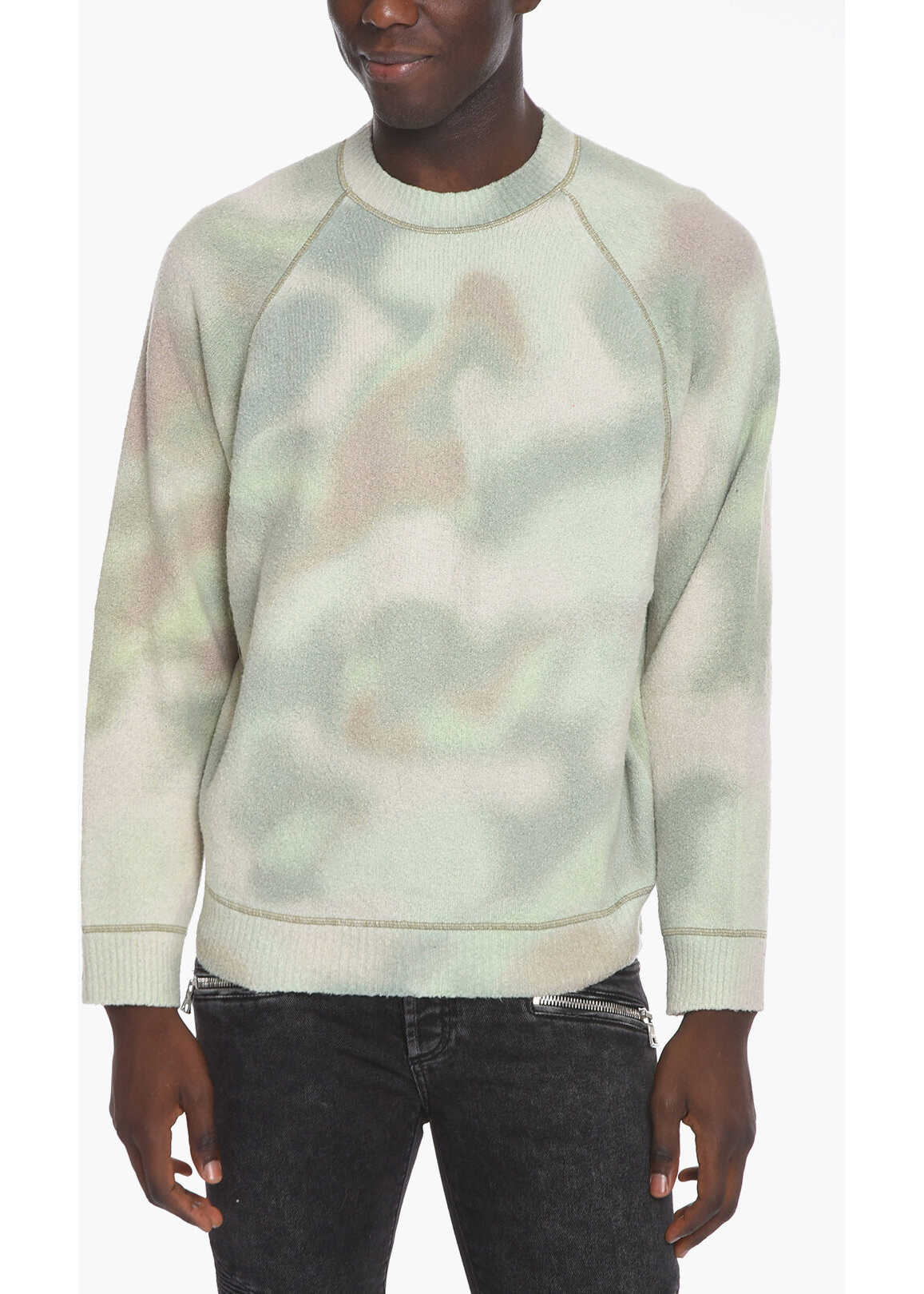 Kenzo Crewneck Sweater With Tye-Dye Print Green