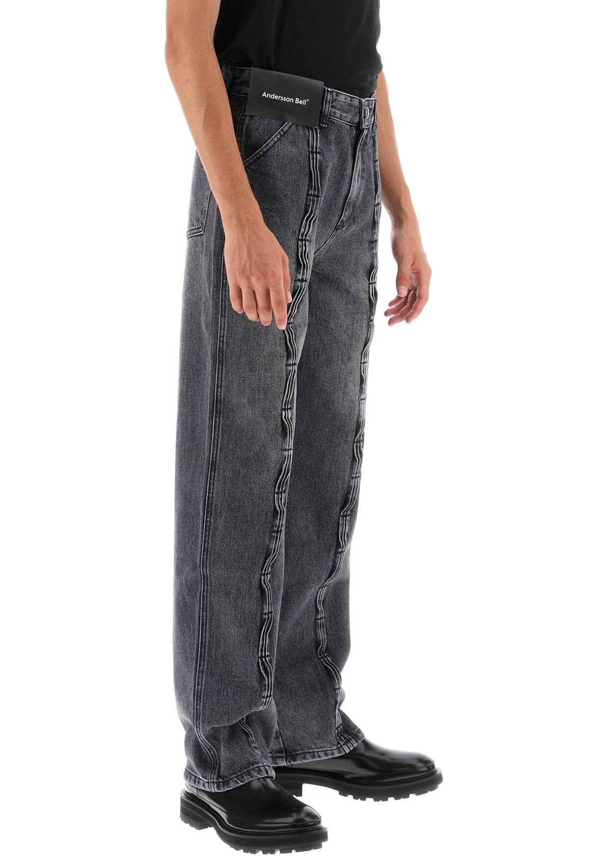 ANDERSSON BELL Wave Wide Leg Jeans WASHED BLACK