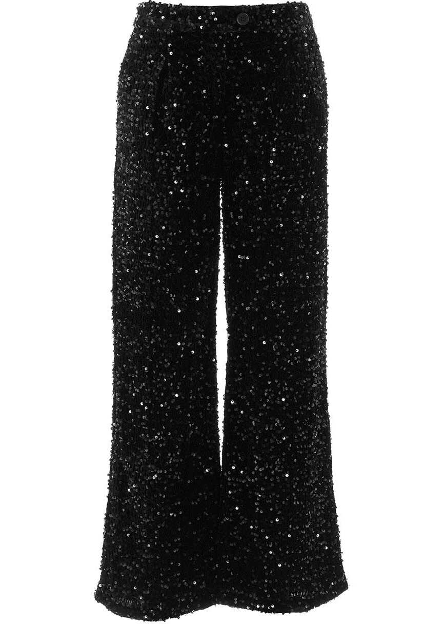 Liu Jo Velvet pants with sequins Black