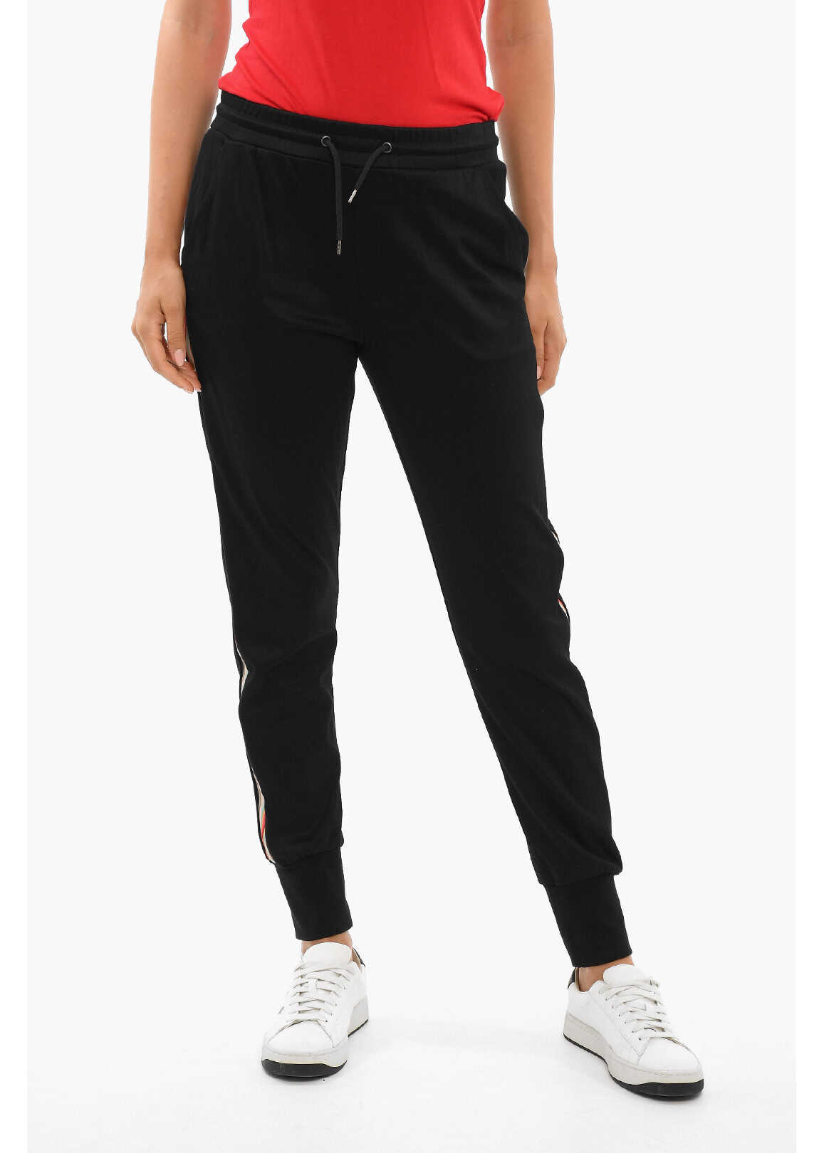 Paul Smith Contrastig Bands Joggers With Drawstrings Black