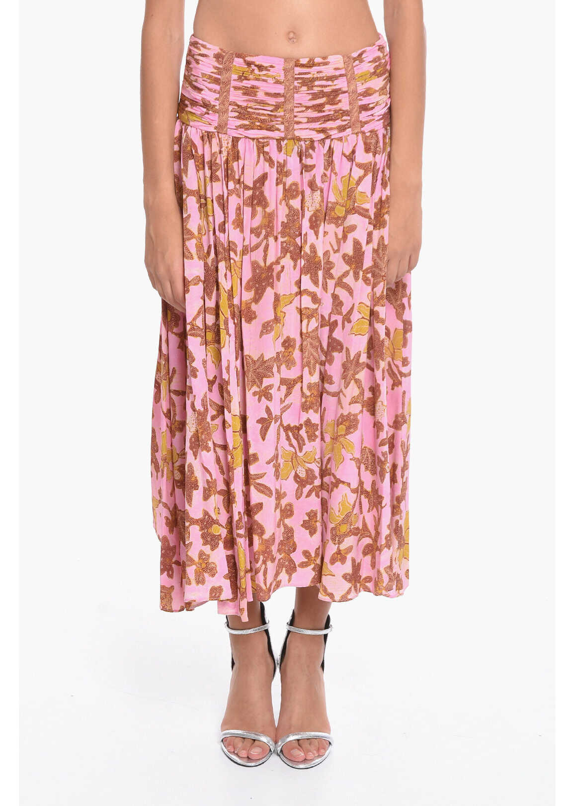 ULLA JOHNSON Silk Amaia Pleated Skirt Pink