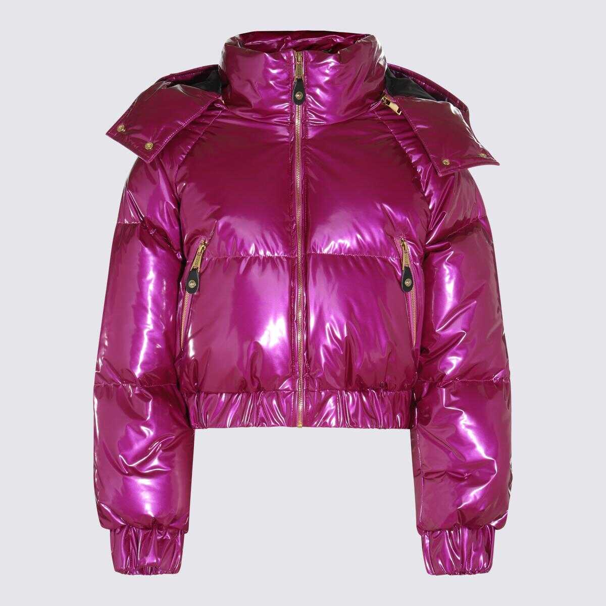 Versace Jeans Couture VERSACE JEANS PLUM GLOSSY PUFFER DOWN JACKET PLUM