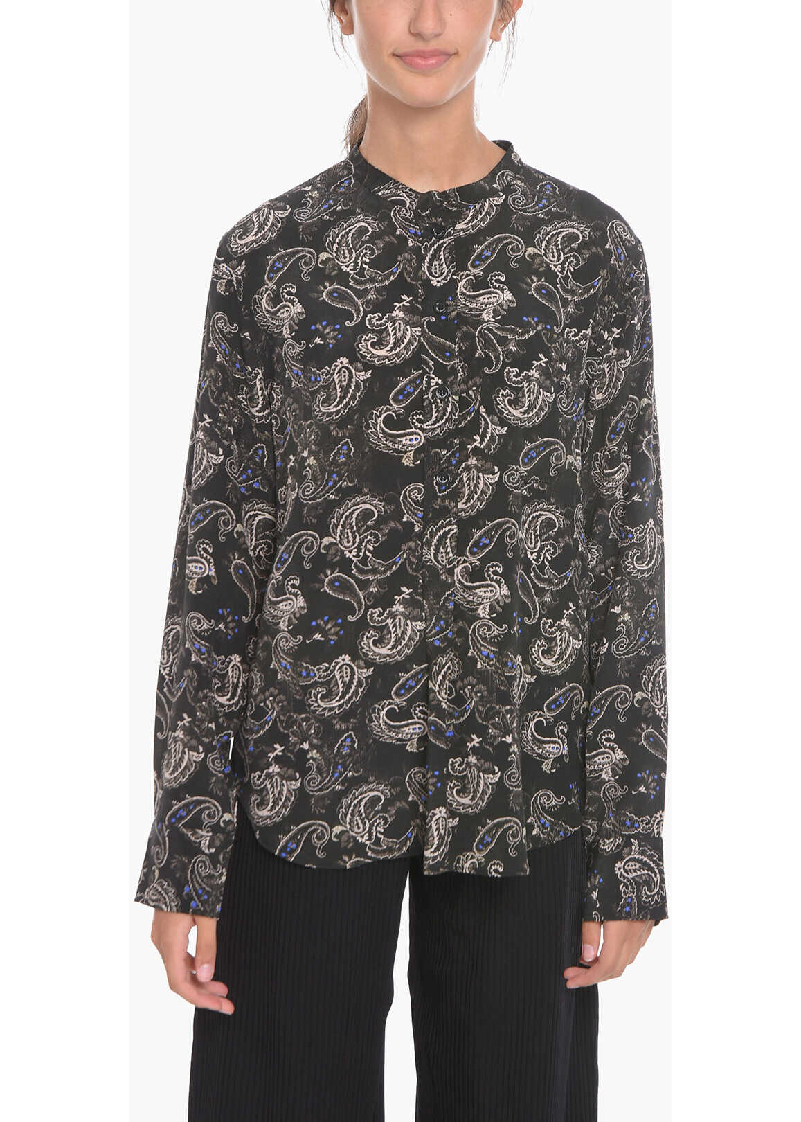 Isabel Marant Silk Rusak Blouse With Floral Print Green