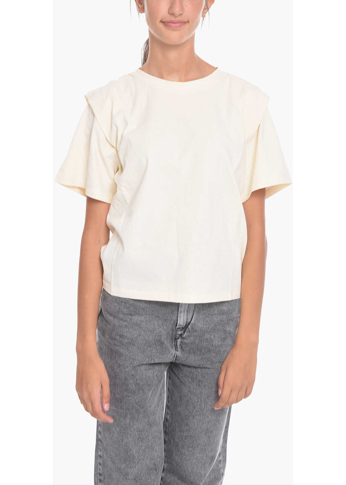 Isabel Marant Cotton Zelitos T-Shirt With Layered Sleeves White