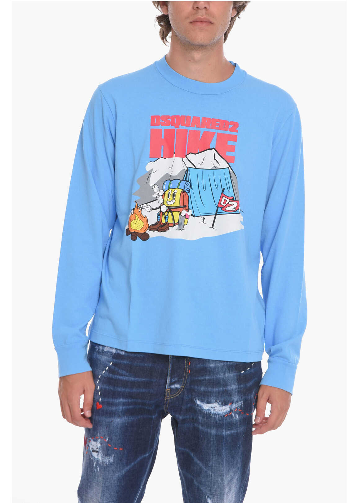 DSQUARED2 Hike T-Shirt With Graphic Print Light Blue