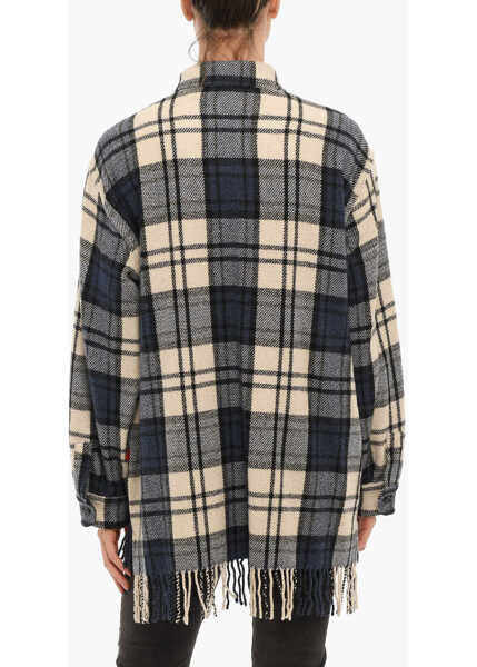Camasi casual Woolrich Plaid Motif Explorer Overshirt With Double Breast Pocket And Blue Femei (BM 10679995) 2