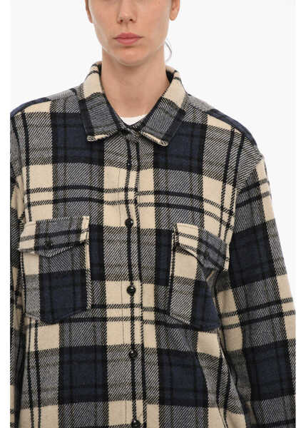 Camasi casual Woolrich Plaid Motif Explorer Overshirt With Double Breast Pocket And Blue Femei (BM 10679995) 3