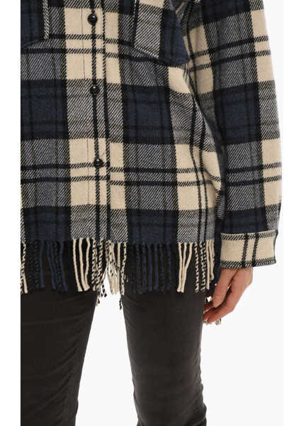 Camasi casual Woolrich Plaid Motif Explorer Overshirt With Double Breast Pocket And Blue Femei (BM 10679995) 4