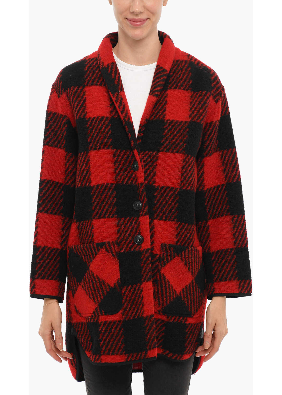 Woolrich Buffalo Checked Two-Tone Gentry Coat Red