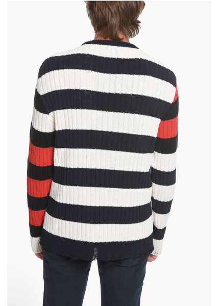Pulovere casual Balmain Awning Striped Emblem Pullover With Patch Multicolor Barbati (BM 10680145) 2