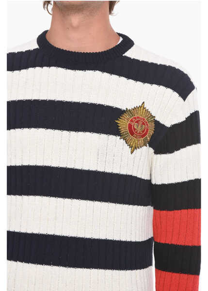Pulovere casual Balmain Awning Striped Emblem Pullover With Patch Multicolor Barbati (BM 10680145) 3