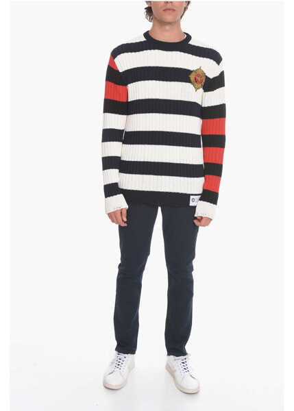 Pulovere casual Balmain Awning Striped Emblem Pullover With Patch Multicolor Barbati (BM 10680145) 4