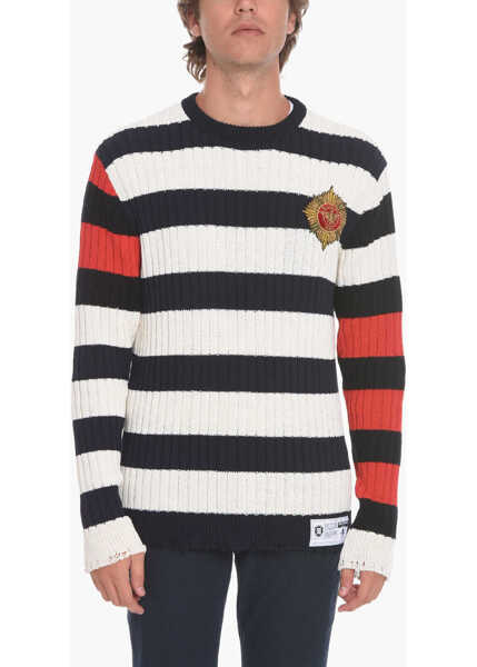 Pulovere casual Balmain Awning Striped Emblem Pullover With Patch Multicolor Barbati (BM 10680145) 1