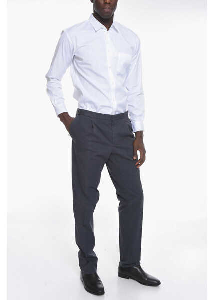 Pantaloni casual CORNELIANI Id Stretchy-Cotton Chino Pants With Adjustable Waist Blue Barbati (BM 10680295) 3