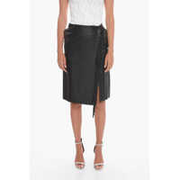 Fuste lungi Faux-Leather Fringed Skirt Femei