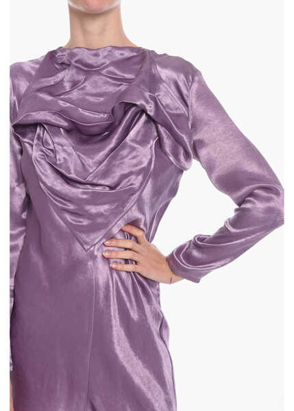 Rochii lungi Bottega Veneta Satin Bandana Midi Dress Violet Femei (BM 10681186) 3