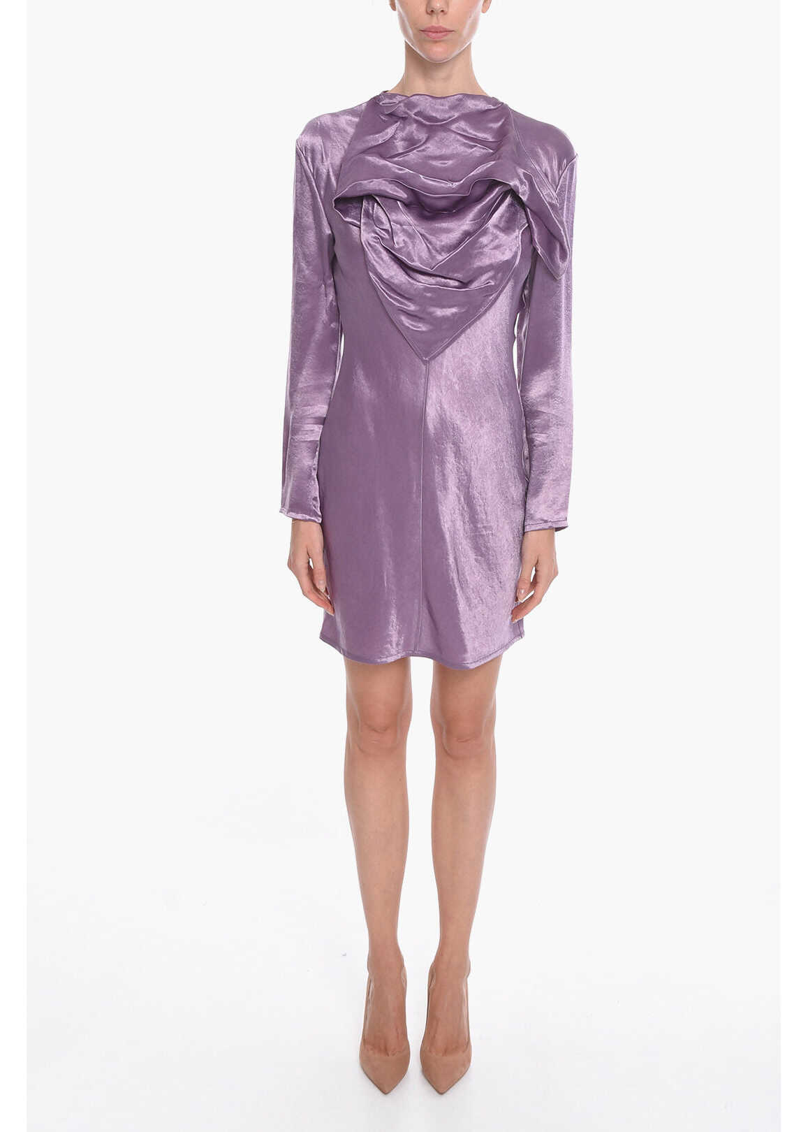 Bottega Veneta Satin Bandana Midi Dress Violet