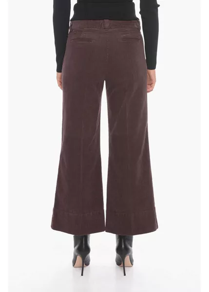 Pantaloni casual QL2 Corduroy Cropped Trousers With Flared Leg Brown Femei (BM 10681198) 2