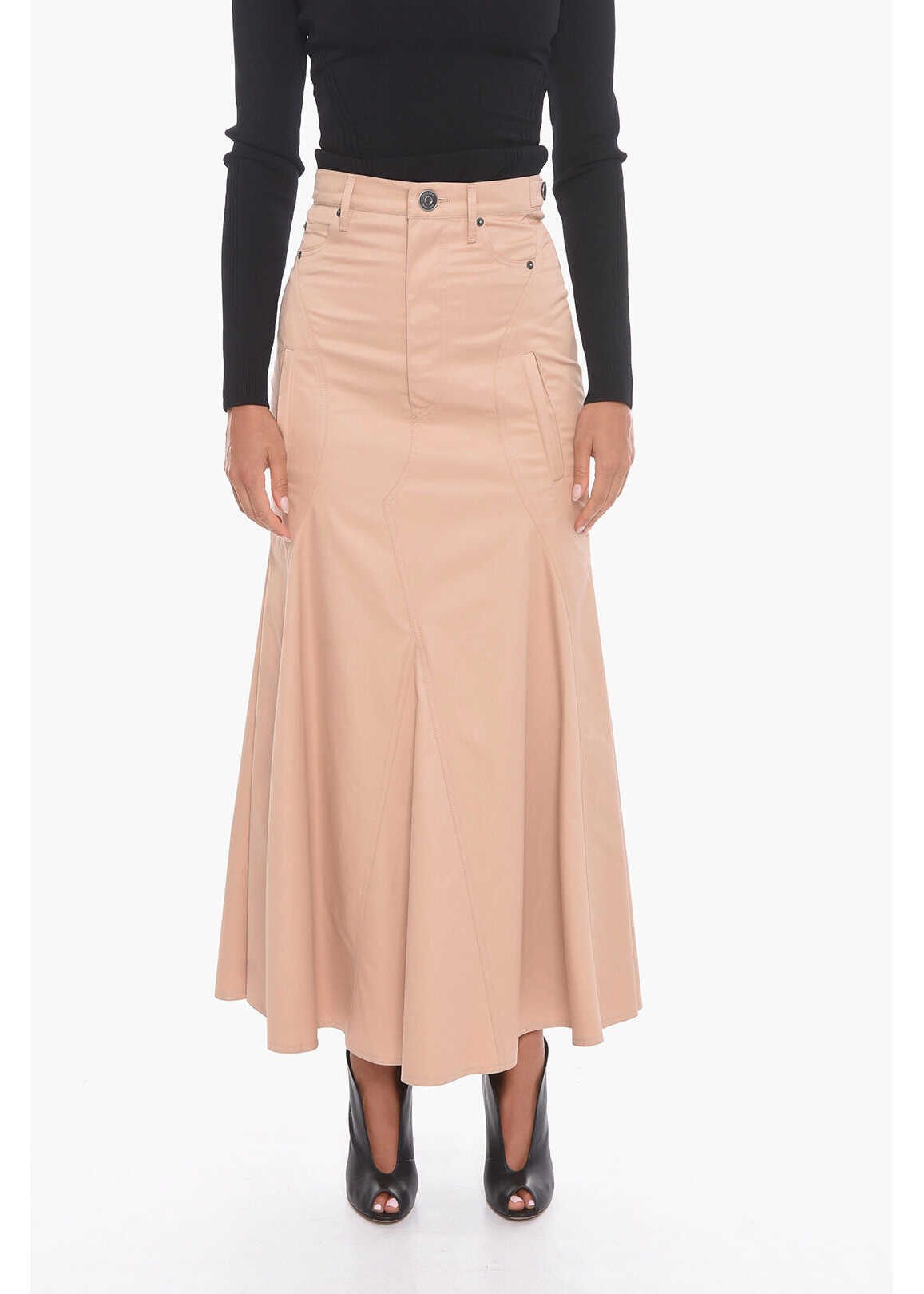 Burberry High-Waisted Round Skirt Beige