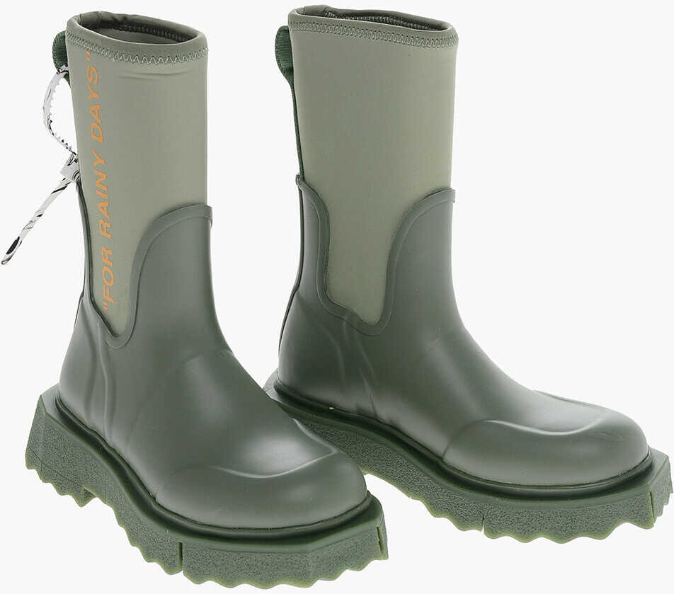 Off-White Rubber For Rainy Days Chelsea Booties Military Green