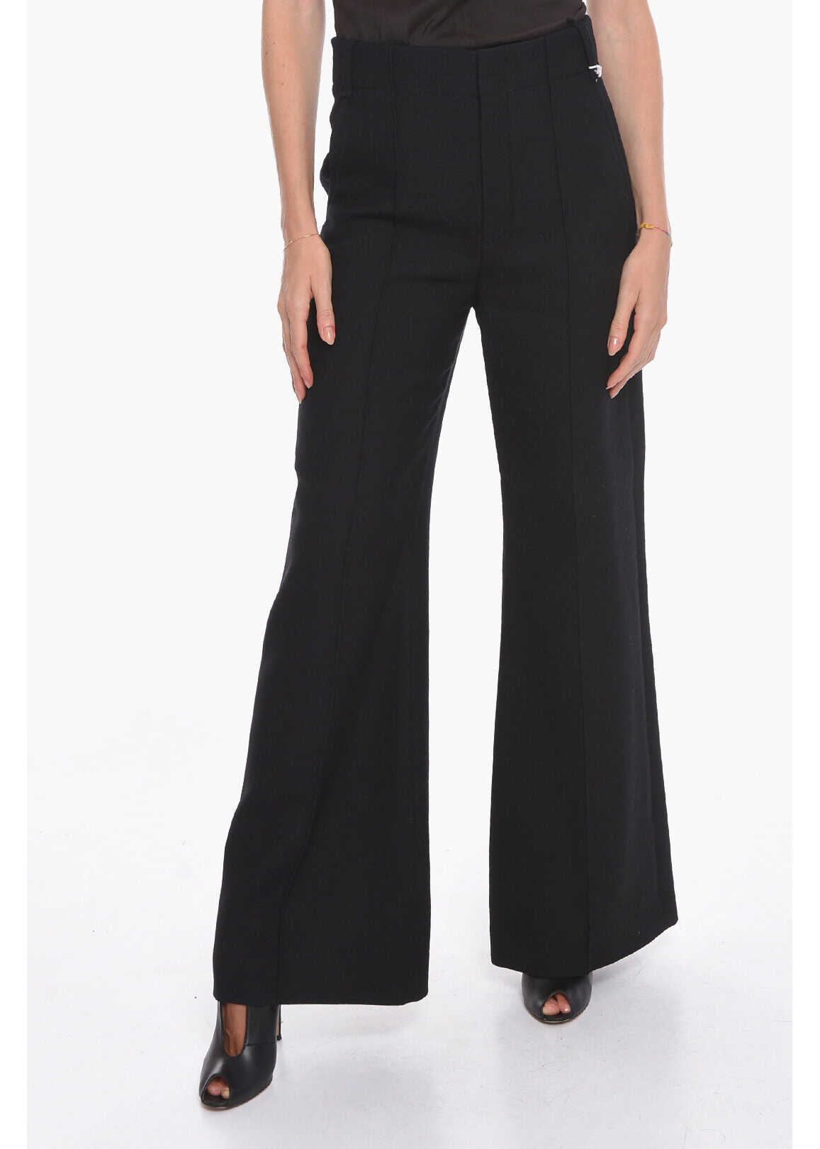 Chloe High-Waisted Trousers With Wide-Leg Black