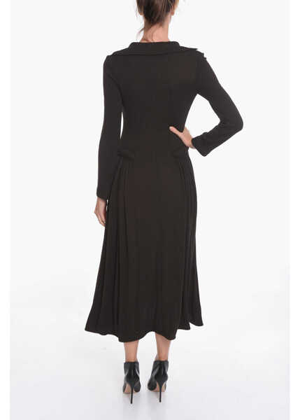 Rochii lungi Bottega Veneta Salon 01 Jersey Long-Sleeved Maxi Dress Brown Femei (BM 10681360) 2