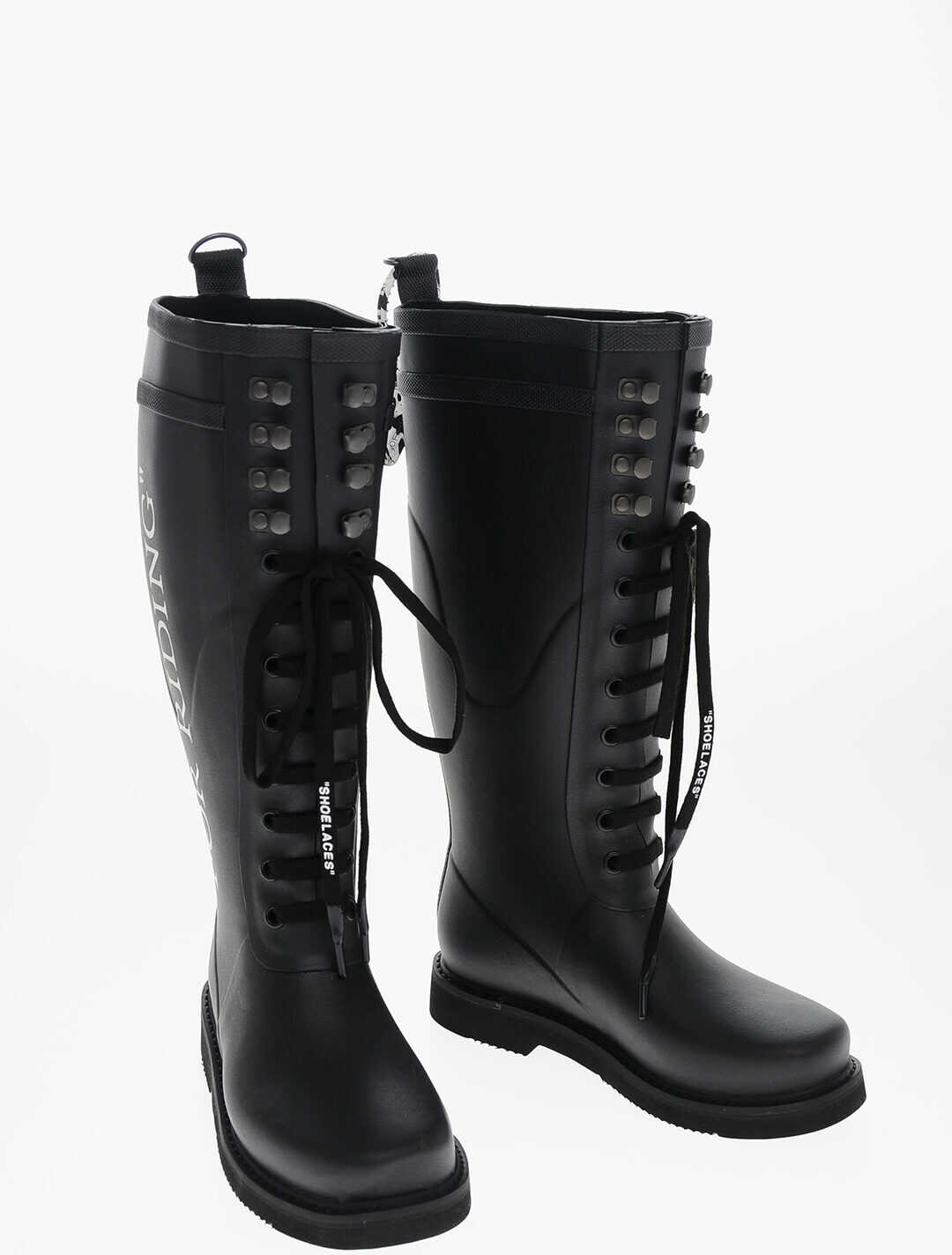 Off-White Lace-Up For Riding Boots With Lettering Logo Black