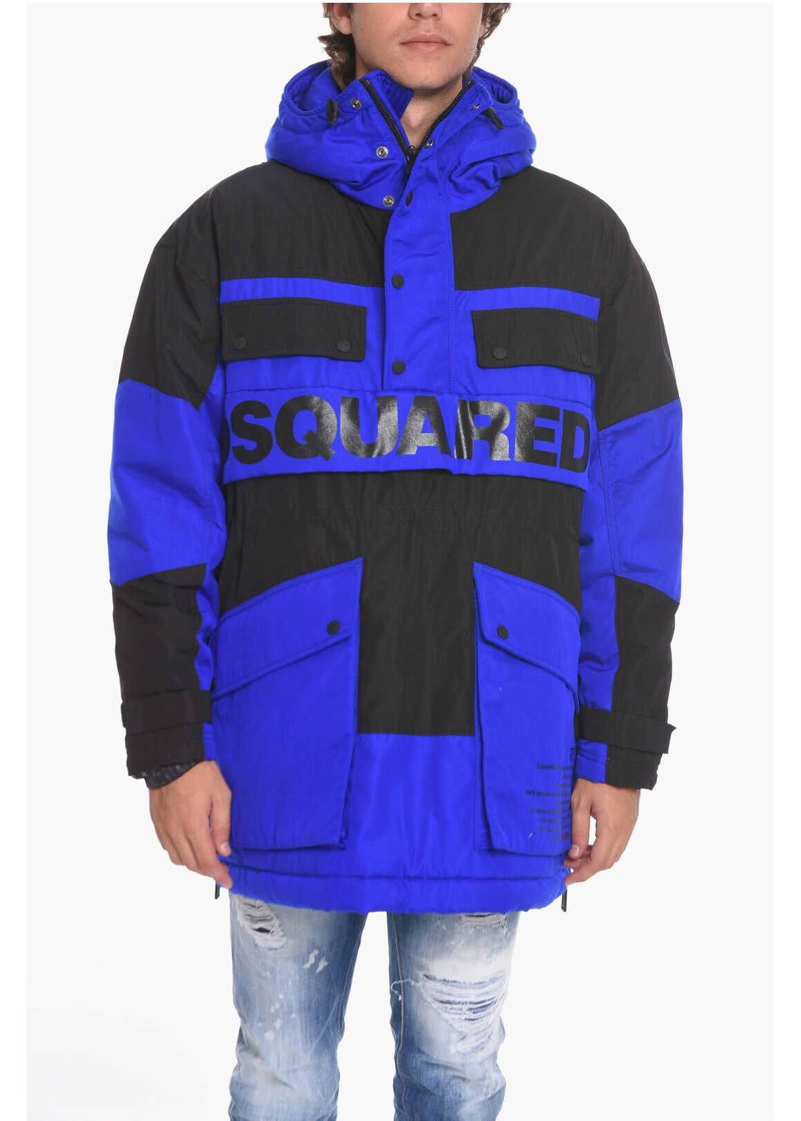 DSQUARED2 Two-Toned Puffer Jacket With Maxi Pockets Blue