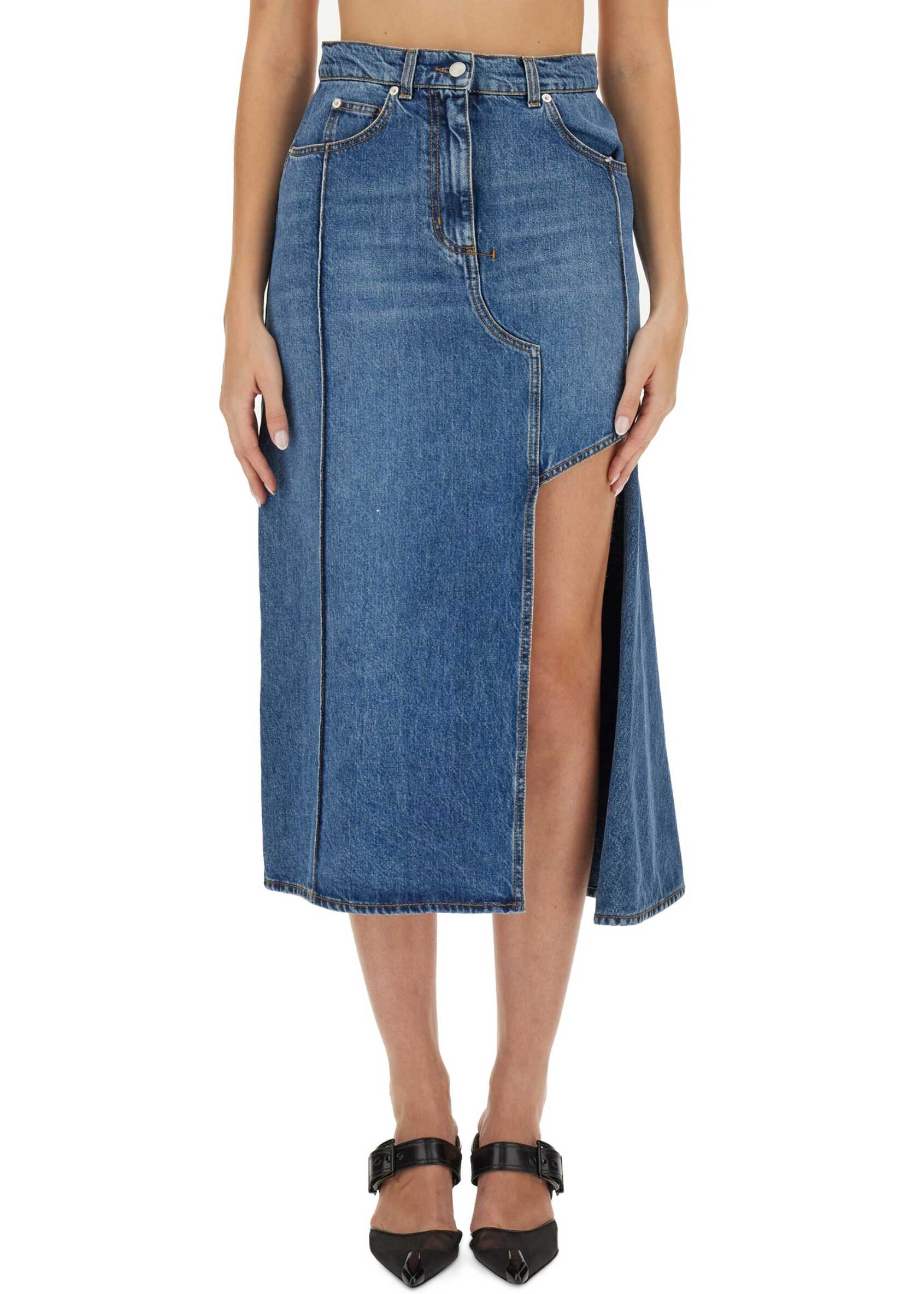 Alexander McQueen Pencil Skirt With Cut-Out DENIM