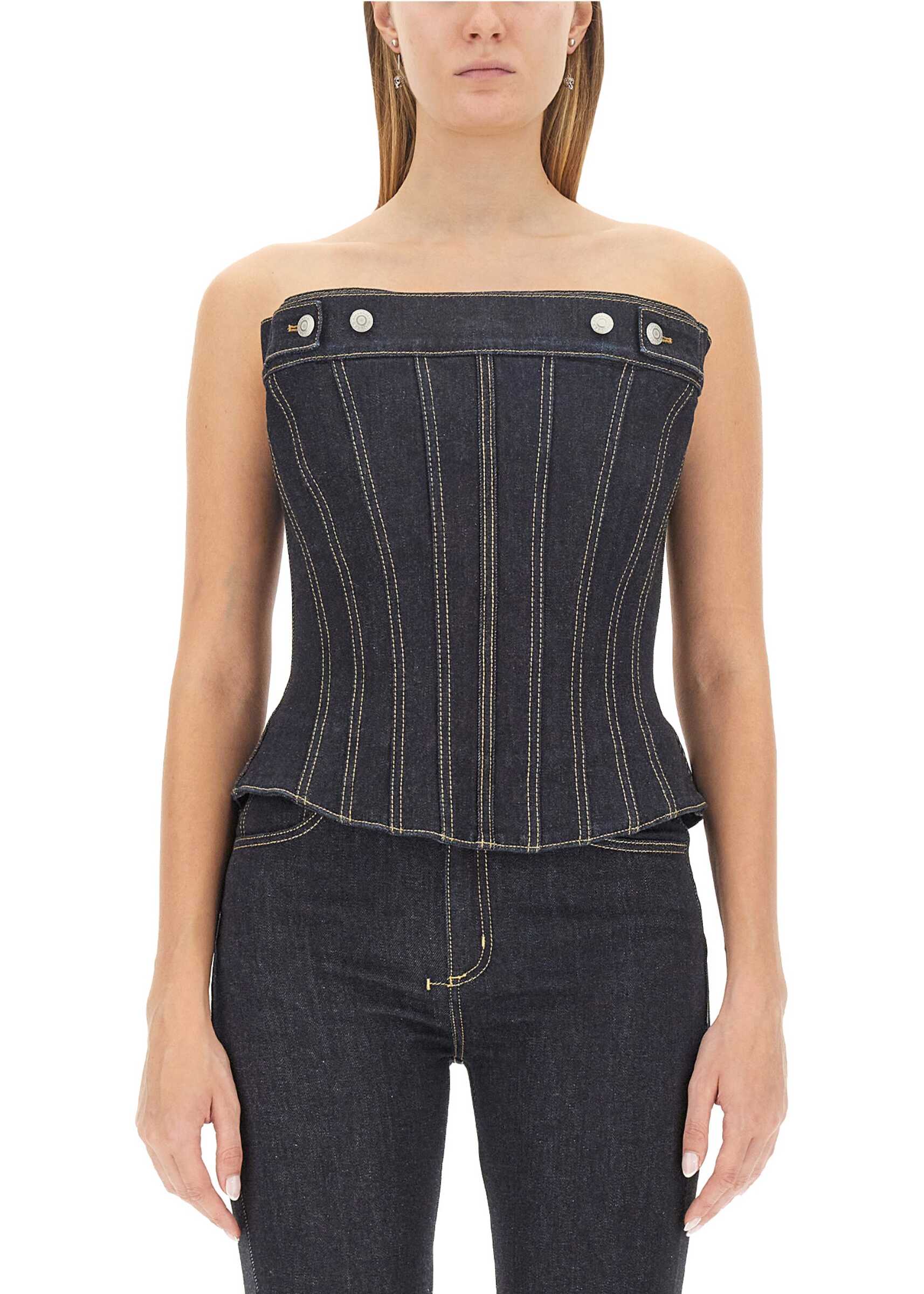 Alexander McQueen Top In Bustier DENIM