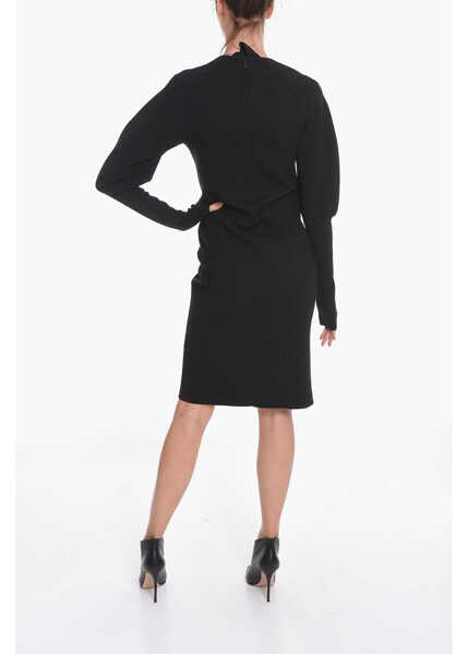 Rochii lungi Bottega Veneta Stretch-Wool Knitted Midi Dress With Cut-Out Detail Black Femei (BM 10681993) 2