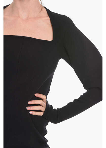 Rochii lungi Bottega Veneta Stretch-Wool Knitted Midi Dress With Cut-Out Detail Black Femei (BM 10681993) 3