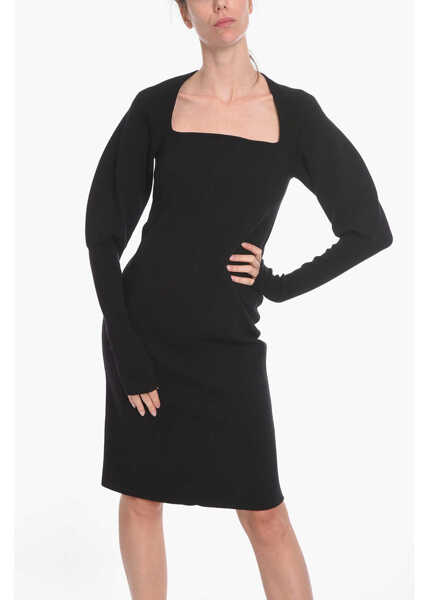 Rochii lungi Bottega Veneta Stretch-Wool Knitted Midi Dress With Cut-Out Detail Black Femei (BM 10681993) 4