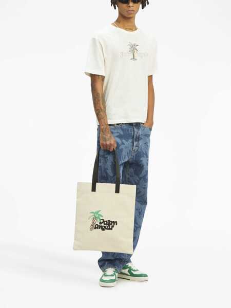 Borsete Palm Angels Cotton Canvas Shopping Bag WHITE Barbati (BM 10682266) 2