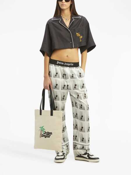 Borsete Palm Angels Cotton Canvas Shopping Bag WHITE Barbati (BM 10682266) 3