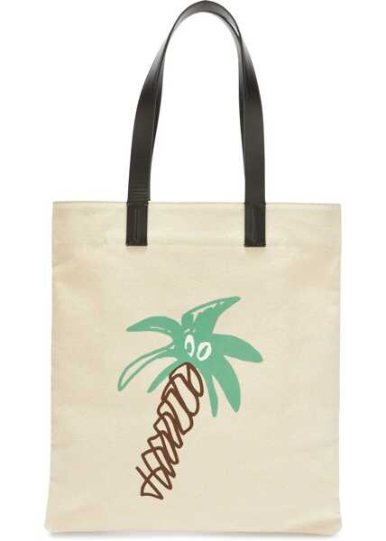 Borsete Palm Angels Cotton Canvas Shopping Bag WHITE Barbati (BM 10682266) 4