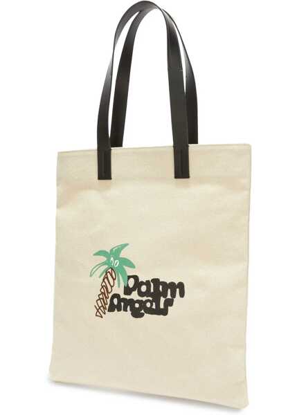 Borsete Palm Angels Cotton Canvas Shopping Bag WHITE Barbati (BM 10682266) 5