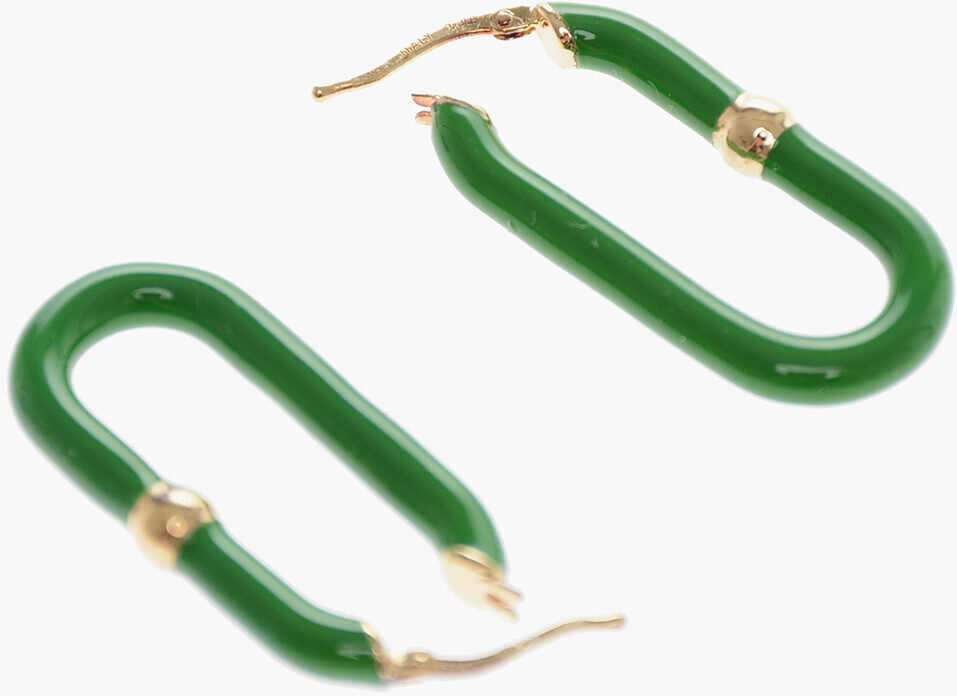 Bottega Veneta Silver Oval-Shaped Earrings Green image13