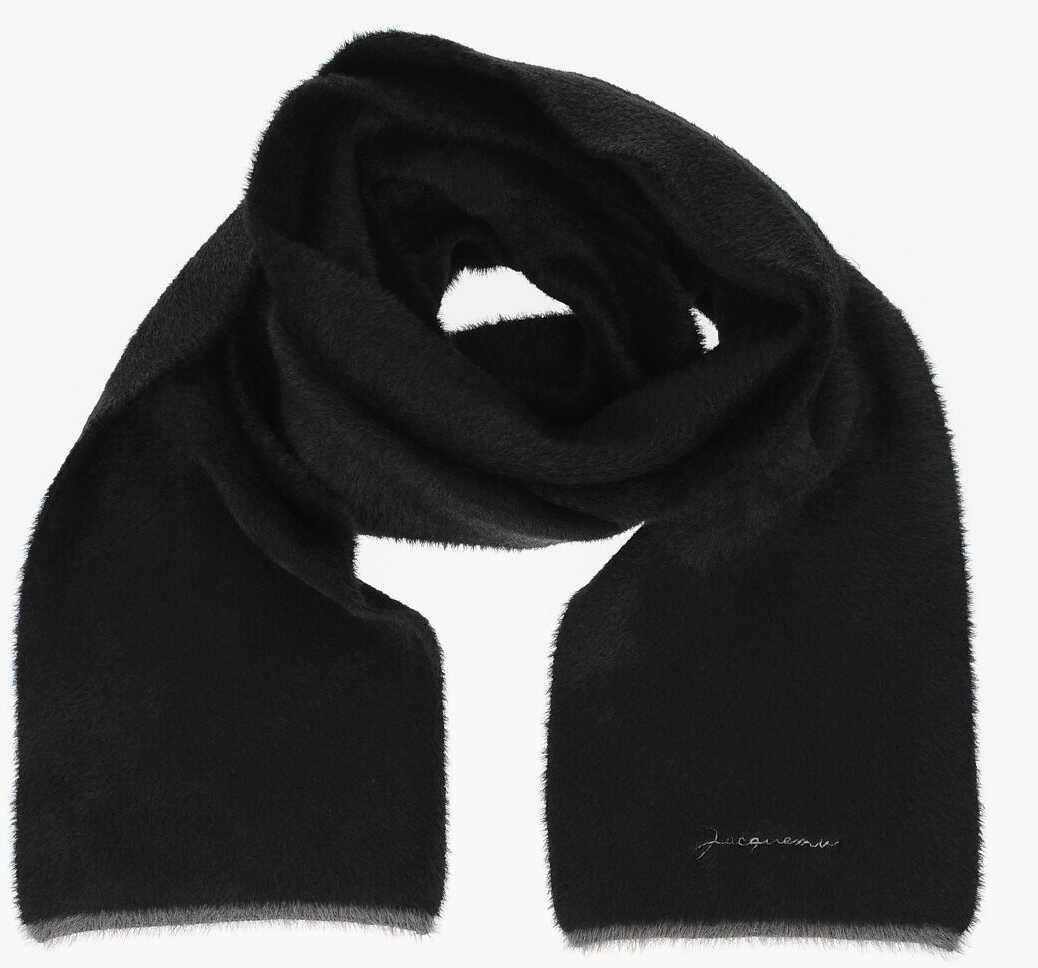 JACQUEMUS Soft Faux Fur Scarf Black