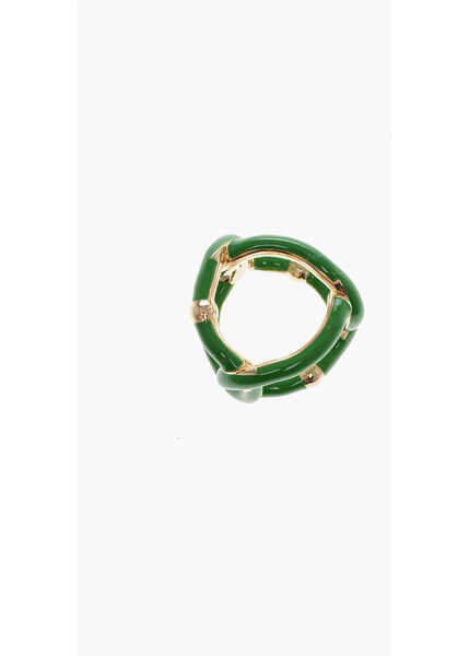Inele Bottega Veneta Enameled Silver Braided Ring Green Femei (BM 10686028) 2
