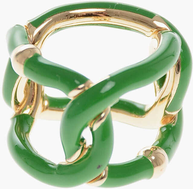 Inele Bottega Veneta Enameled Silver Braided Ring Green Femei (BM 10686028) 3