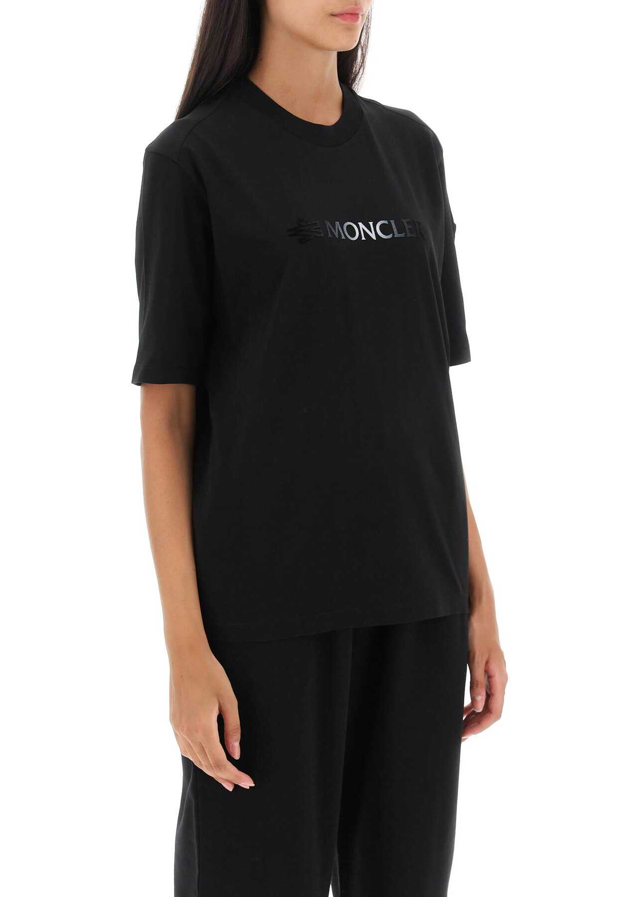 Moncler Basic Flocked Logo T-Shirt BLACK