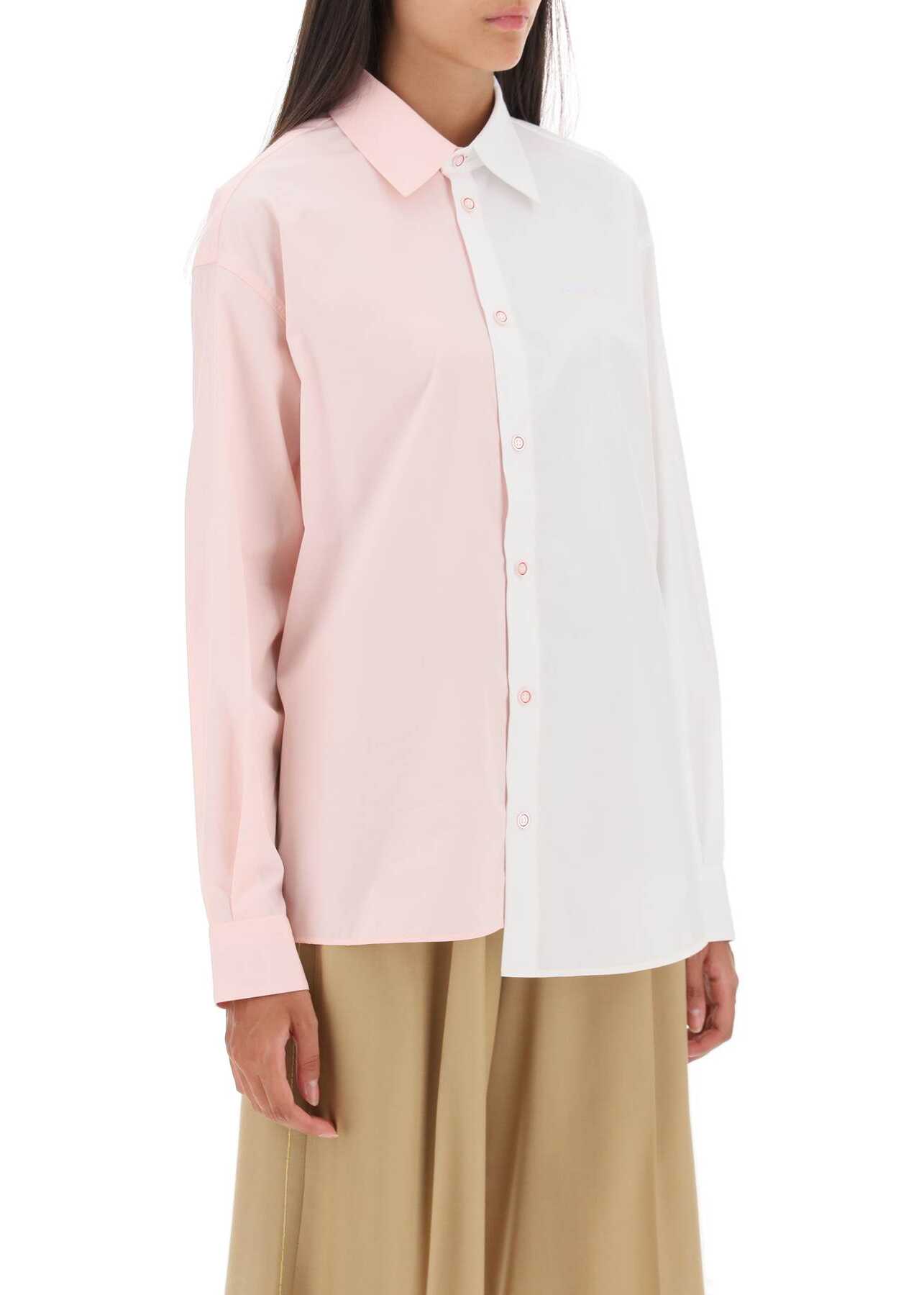 Marni Asymmetrical Two-Tone Shirt LILY WHITE